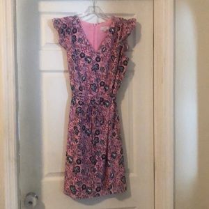 NWT  Floral Flutter Sleeve Tie Waist Dress Loft Outlet